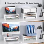 BONTEC Wooden Monitor Stand Riser for Desk, 2-Tier Computer Monitor Stand with S... - Image 7