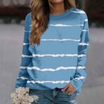 Long Sleeve Striped Shirts for Women Oversized Fall Fashion Gym Tops Dressy Casu... - Image 3