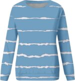 Long Sleeve Striped Shirts for Women Oversized Fall Fashion Gym Tops Dressy Casu... - Image 4