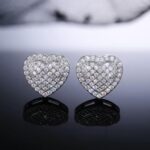 Diamond Stud Earrings for Women,Cute Heart Hypoallergenic Stud Earrings with Cub... - Image 4