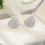 Diamond Stud Earrings for Women,Cute Heart Hypoallergenic Stud Earrings with Cub... - Image 5
