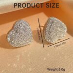 Diamond Stud Earrings for Women,Cute Heart Hypoallergenic Stud Earrings with Cub... - Image 6