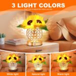 AMWGIMI Women Gifts Sunflower Flower Lamp Touch Table Lamp 3-Colour Dimming | Bi... - Image 3