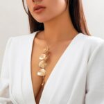 Statement Gold Leaf Choker Necklace for Women Trendy Boho Black Ginkgo Leaves Lo... - Image 6