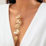 Statement Gold Leaf Choker Necklace for Women Trendy Boho Black Ginkgo Leaves Lo... - Image 7