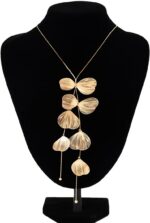 Statement Gold Leaf Choker Necklace for Women Trendy Boho Black Ginkgo Leaves Lo... - Image 8
