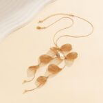 Statement Gold Leaf Choker Necklace for Women Trendy Boho Black Ginkgo Leaves Lo... - Image 10