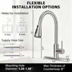 FEELSO Kitchen Faucets with Pull Down Sprayer, High Arc Stainless Steel Single H... - Image 5