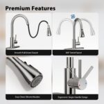 FEELSO Kitchen Faucets with Pull Down Sprayer, High Arc Stainless Steel Single H... - Image 7