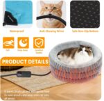 Heated Cat Bed Indoor, 20" Round Donut Deep Sleep Calming Heated Pet Beds for Ca... - Image 4