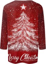 3/4 Length Sleeve Womens Tops 2024 Floral Print Vintage Casual Loose with Round ... - Image 5