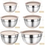 Mixing Bowls with Airtight Lids Set, 26PCS Stainless Steel Khaki Bowls with Grat... - Image 3