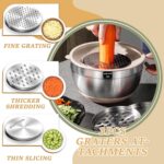 Mixing Bowls with Airtight Lids Set, 26PCS Stainless Steel Khaki Bowls with Grat... - Image 4