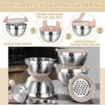 Mixing Bowls with Airtight Lids Set, 26PCS Stainless Steel Khaki Bowls with Grat... - Image 8