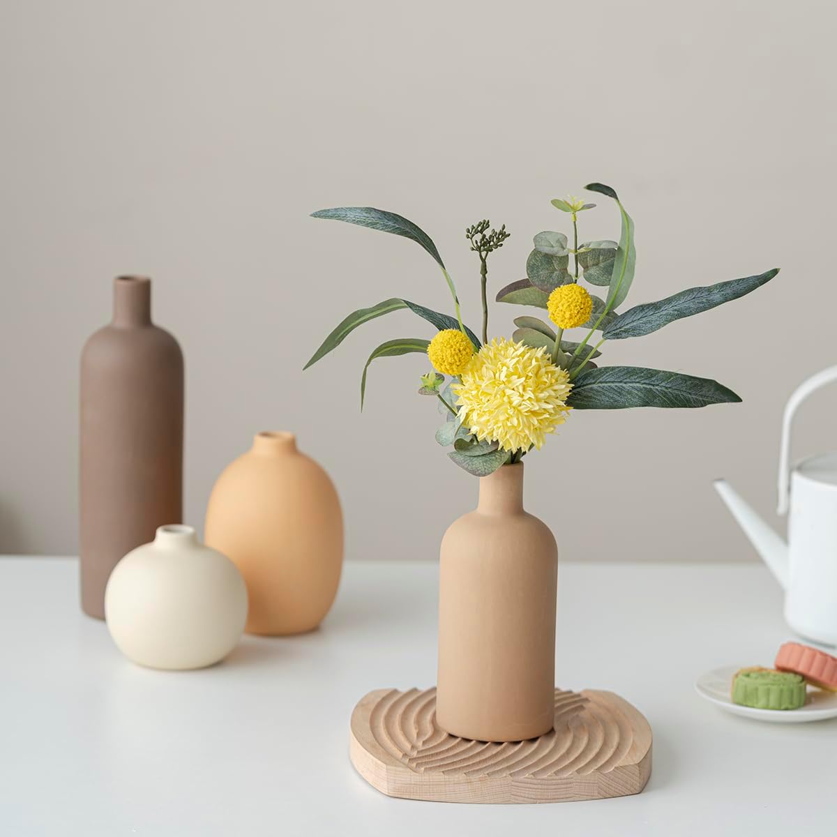 Modern Ceramic Vase Set, Neutral Colors, Decorative Vases for Home Shelf Decor, ... - Image 5