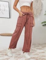 Athlisan Womens Baggy Barrel Pants Wide Leg Lounge Drawstring Sweatpants with Po... - Image 5