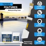 Rubber Liquid Waterproof Sealant, TUFINEIN 53oz/1.5kg Neutral Gray Quick Drying ... - Image 4