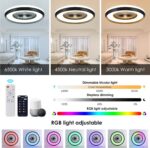 24" Bladeless Ceiling Fan with RGB Light Remote, Smart LED Ceiling Fans with Voi... - Image 4