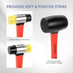 2-Piece Hammer Set - 16 oz Rubber Mallet Hammer and 35 mm Double-Faced Soft Hamm... - Image 4