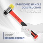 2-Piece Hammer Set - 16 oz Rubber Mallet Hammer and 35 mm Double-Faced Soft Hamm... - Image 5