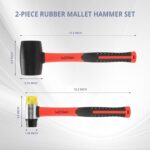 2-Piece Hammer Set - 16 oz Rubber Mallet Hammer and 35 mm Double-Faced Soft Hamm... - Image 6