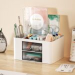 Marbrasse Pen Organizer with 2 Drawer, Multi-Functional Pencil Holder for Desk, ... - Image 4