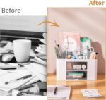 Marbrasse Pen Organizer with 2 Drawer, Multi-Functional Pencil Holder for Desk, ... - Image 8
