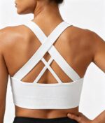 Double Couple Sports Bras for Women Padded High Impact Seamless Criss Cross Back... - Image 5