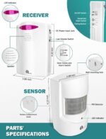 Driveway Alarm Wireless Outside, 1 BY ONE Motion Sensor Alarm 1000ft/300m Range ... - Image 7