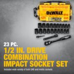 DEWALT Impact Socket Set with Ratchet, Metric/SAE, 1/2" Drive, 23-Piece Set with... - Image 8