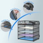 Supeasy 5 Trays Paper Organizer Letter Tray with Handle-Mesh Desk File Holders, ... - Image 4