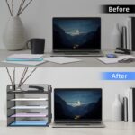 Supeasy 5 Trays Paper Organizer Letter Tray with Handle-Mesh Desk File Holders, ... - Image 5