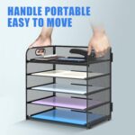 Supeasy 5 Trays Paper Organizer Letter Tray with Handle-Mesh Desk File Holders, ... - Image 6