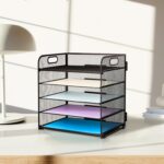 Supeasy 5 Trays Paper Organizer Letter Tray with Handle-Mesh Desk File Holders, ... - Image 8