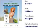 Double Sided Glossy Photo Paper 8.5x11 100 Sheets, Goefun 200GSM/54LB Inkjet Pri... - Image 3