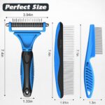3PCS Pet Grooming Rake & Metal Comb & Flea Comb for Cats and Dogs, Double-Sided ... - Image 8