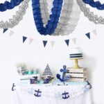 Navy-Blue White-Silver Party-Decorations Streamers Garland - 12pcs Royal Graduat... - Image 3