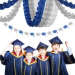 Navy-Blue White-Silver Party-Decorations Streamers Garland - 12pcs Royal Graduat... - Image 9