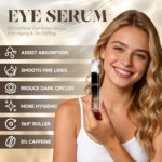 Eye Cream with 360° Roller, Anti Aging Treatment for Wrinkles & Fine Lines, Caff... - Image 3