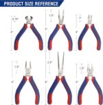 WORKPRO 6-piece Mini Pliers Set - Needle Nose, Diagonal, Long Nose, Bent Nose, E... - Image 8