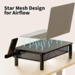 Zimilar 2 Pack Monitor Stand Riser with Metal Drawer, 3 Height Adjustable Monito... - Image 6