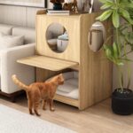 GDLF Cat Feeding Station for Water Fountain & Food, Elevated Cat Feeding Table w... - Image 6