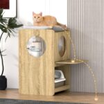 GDLF Cat Feeding Station for Water Fountain & Food, Elevated Cat Feeding Table w... - Image 9