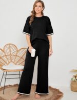 Tanming Sweater Sets Women 2 Piece Lounge Sets Short Sleeve Knit Pullover Tops W... - Image 6