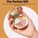4-Color Highlighter & Blush Palette, Shimmer Eyeshadow Makeup Kit, 2-in-1 Face I... - Image 4
