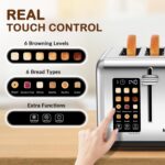 Mecity 4 Slice Toaster with Touch Screen Control, 4 Wide Slots, Stainless Steel ... - Image 3