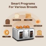 Mecity 4 Slice Toaster with Touch Screen Control, 4 Wide Slots, Stainless Steel ... - Image 4