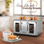 Mecity 4 Slice Toaster with Touch Screen Control, 4 Wide Slots, Stainless Steel ... - Image 8