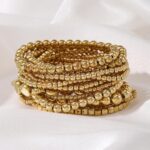 13PCS Beaded Bracelet Set, Gold Tone Ball Bead, Fashionable Stackable Jewelry fo... - Image 3