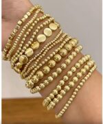 13PCS Beaded Bracelet Set, Gold Tone Ball Bead, Fashionable Stackable Jewelry fo... - Image 6